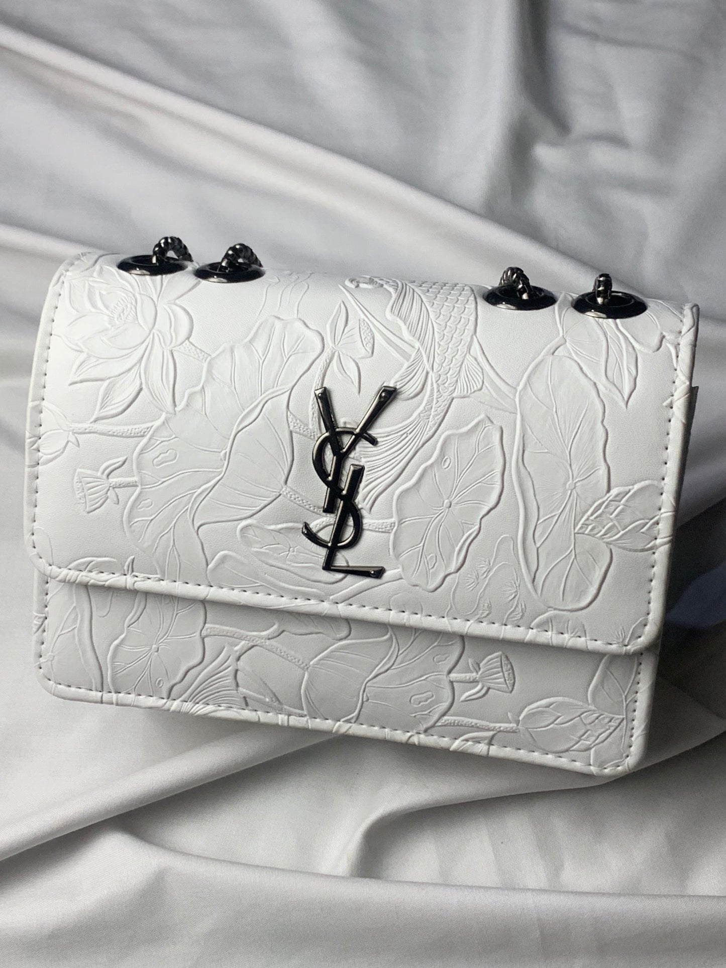 New Arrival YSL Petal White Crossbody Handbag