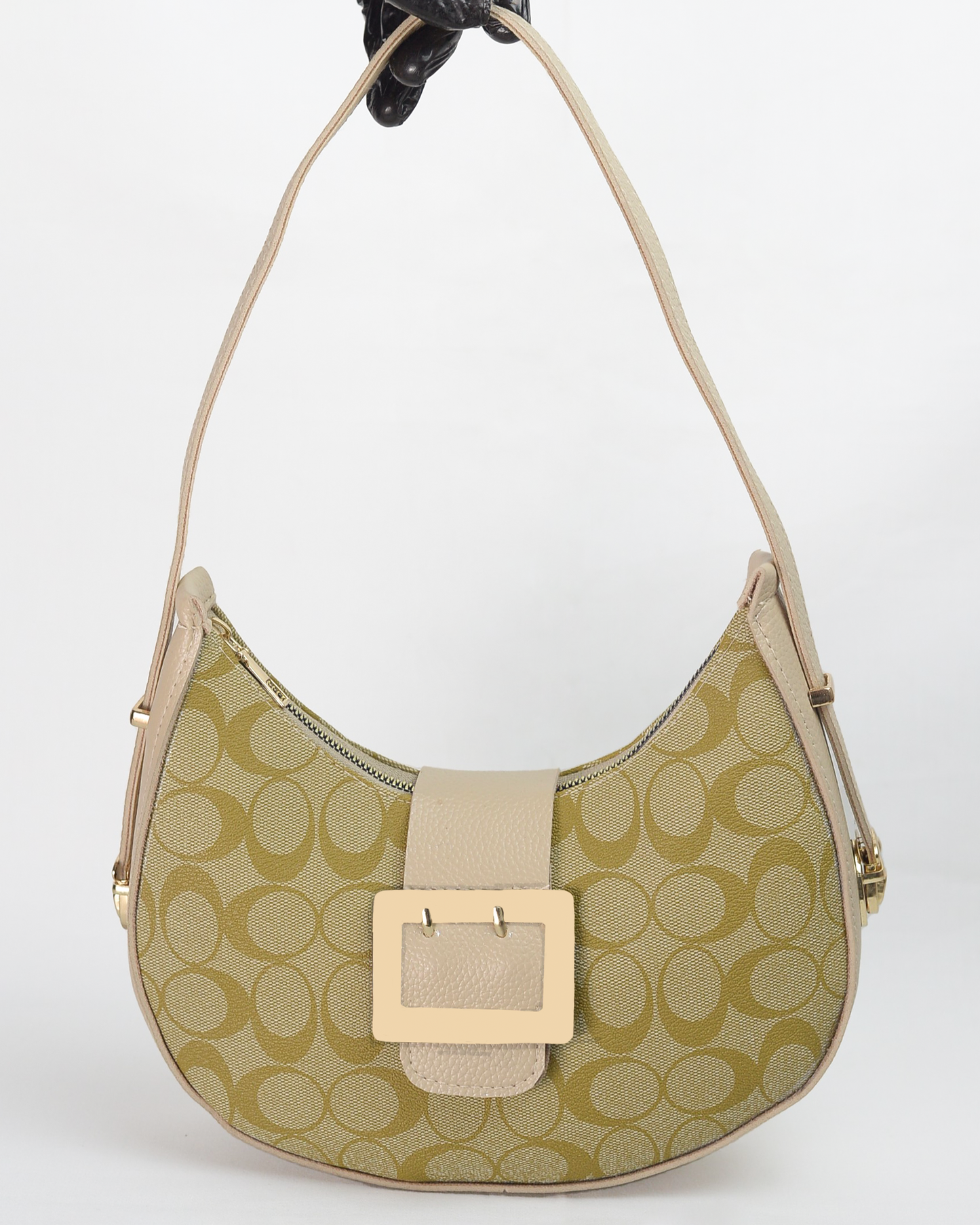 Signature Monogram Hobo Bag – Olive & Beige
