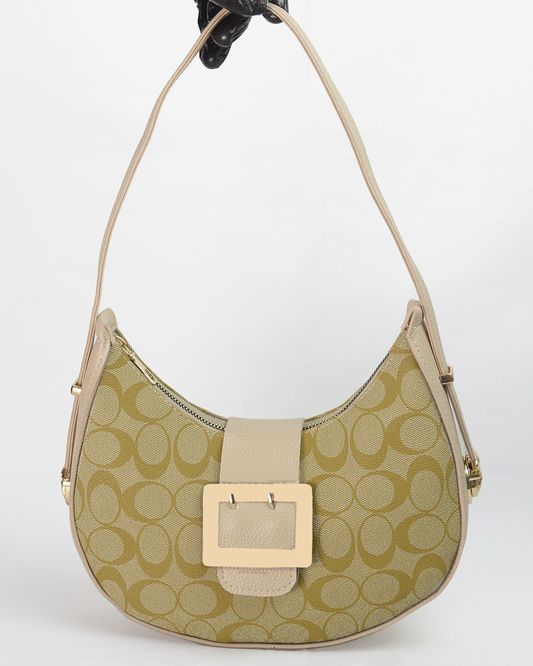 Signature Monogram Hobo Bag – Olive & Beige