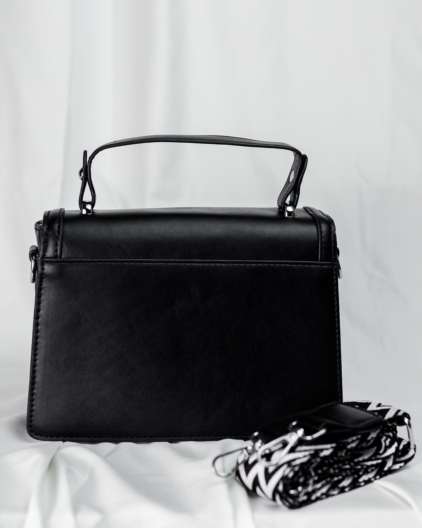 Premium Verona Buckle Satchel – Black